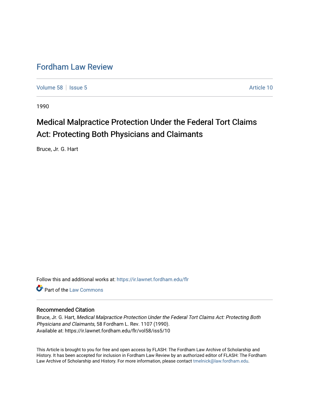Medical Malpractice Protection Under the Federal Tort Claims Act: Protecting Both Physicians and Claimants
