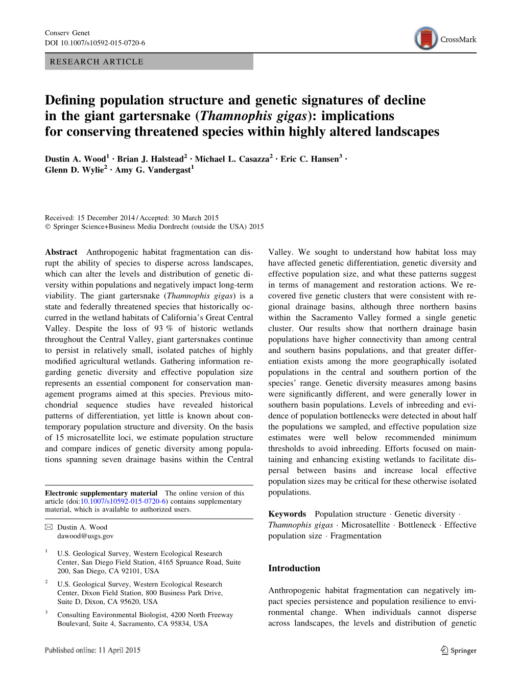 Defining Population Structure and Genetic Signatures of Decline in the Giant Gartersnake