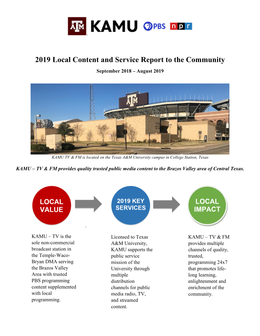 2019 Local Content and Service Report to the Community September 2018 – August 2019