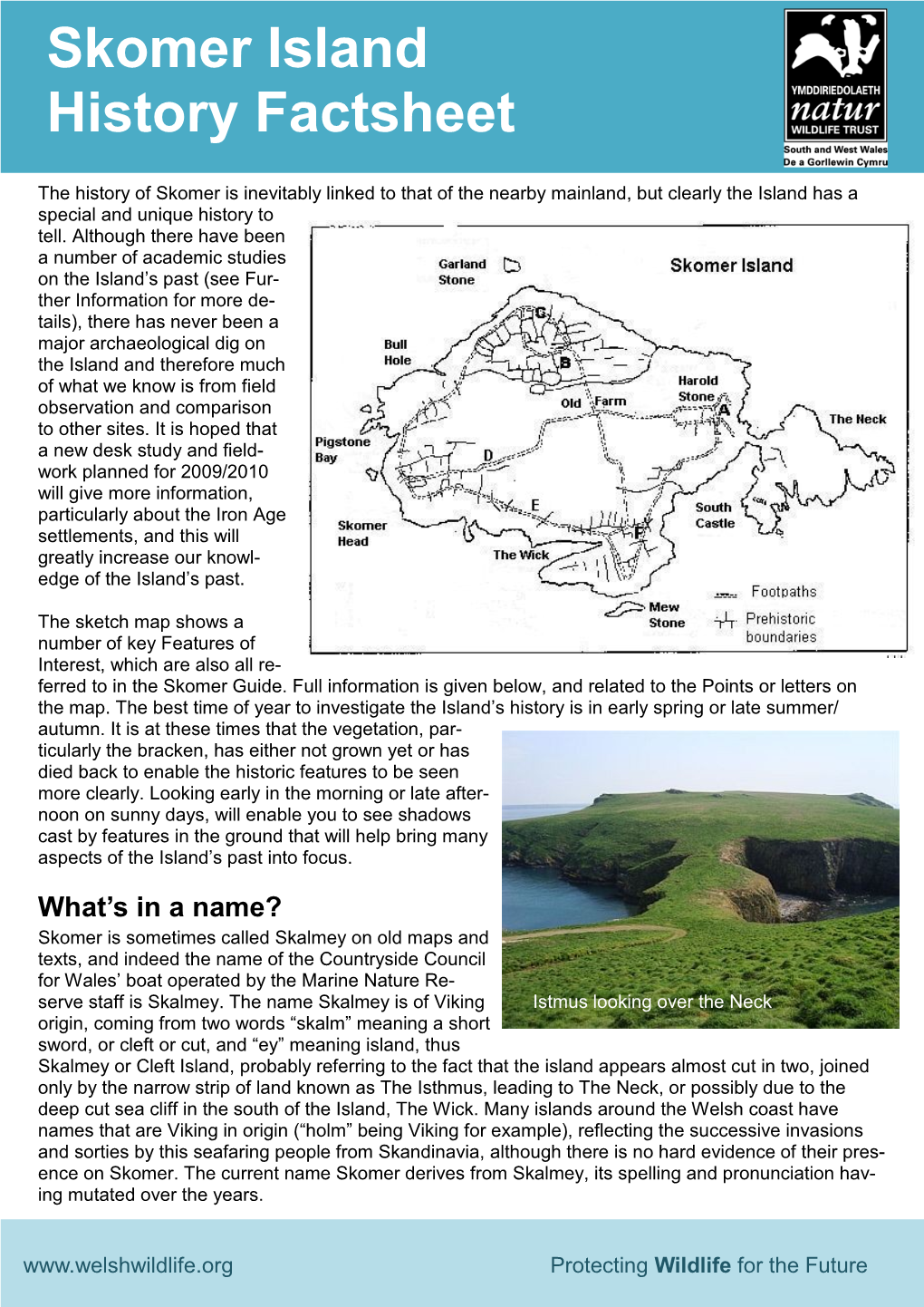 Skomer Island History Factsheet