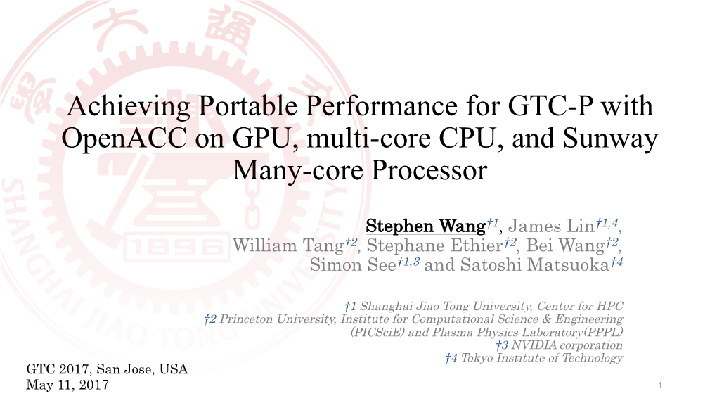 Achieving Portable Performance for GTC-P with Openacc on GPU, Multi-Core CPU, and Sunway Many-Core Processor