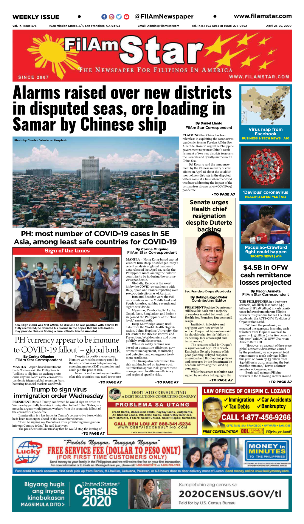 Alarms Raised Over New Districts in Disputed Seas, Ore Loading in Samar by Chinese Ship