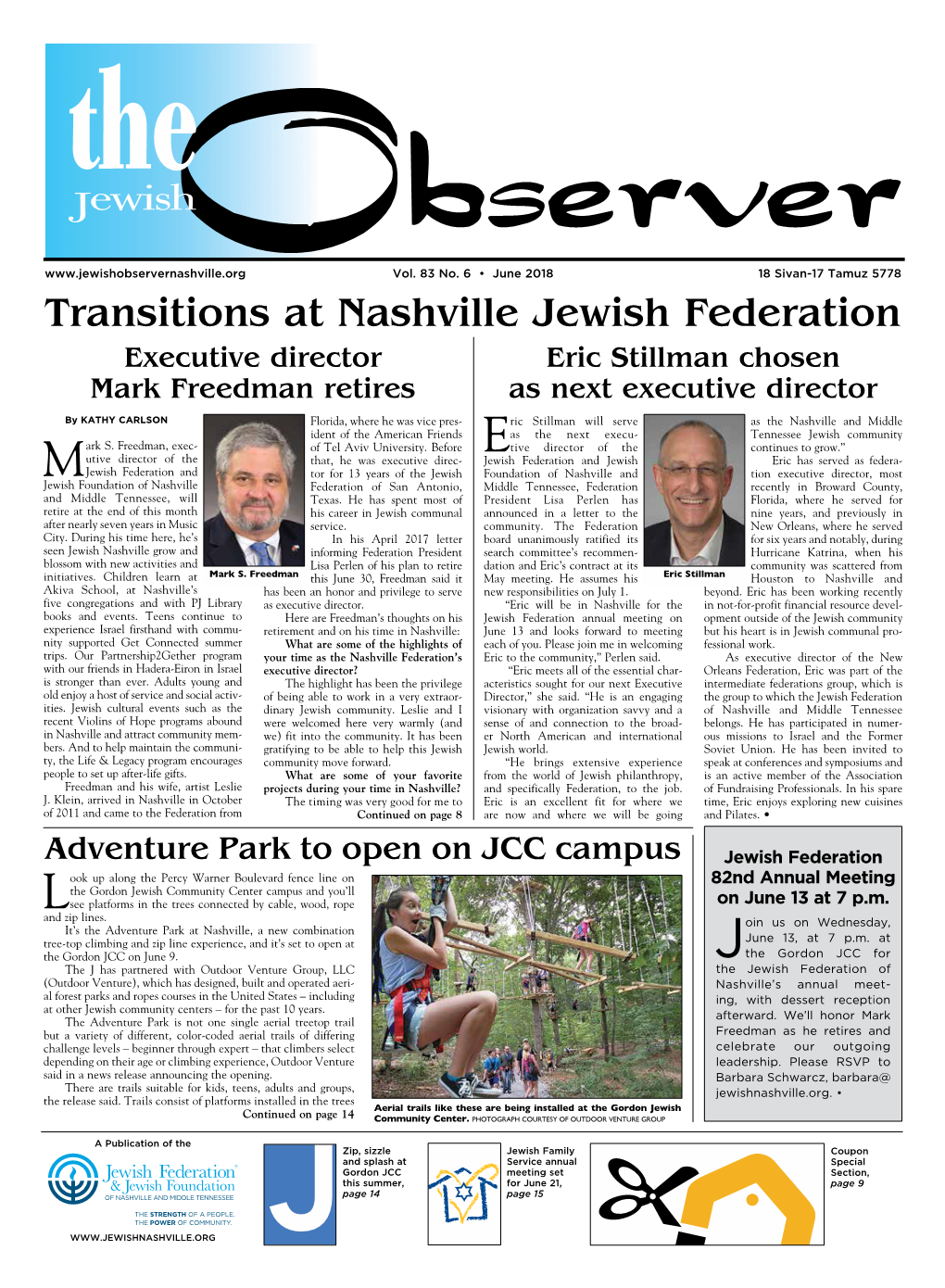Transitions at Nashville Jewish Federation Executive Director Eric Stillman Chosen Mark Freedman Retires As Next Executive Director