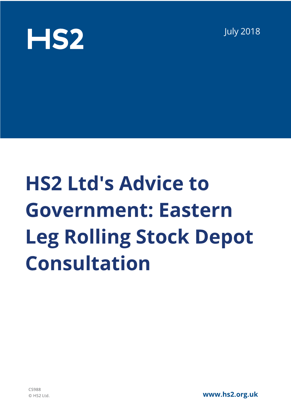 HS2 Ltd's Advice to Government: Eastern Leg Rolling Stock Depot Consultation