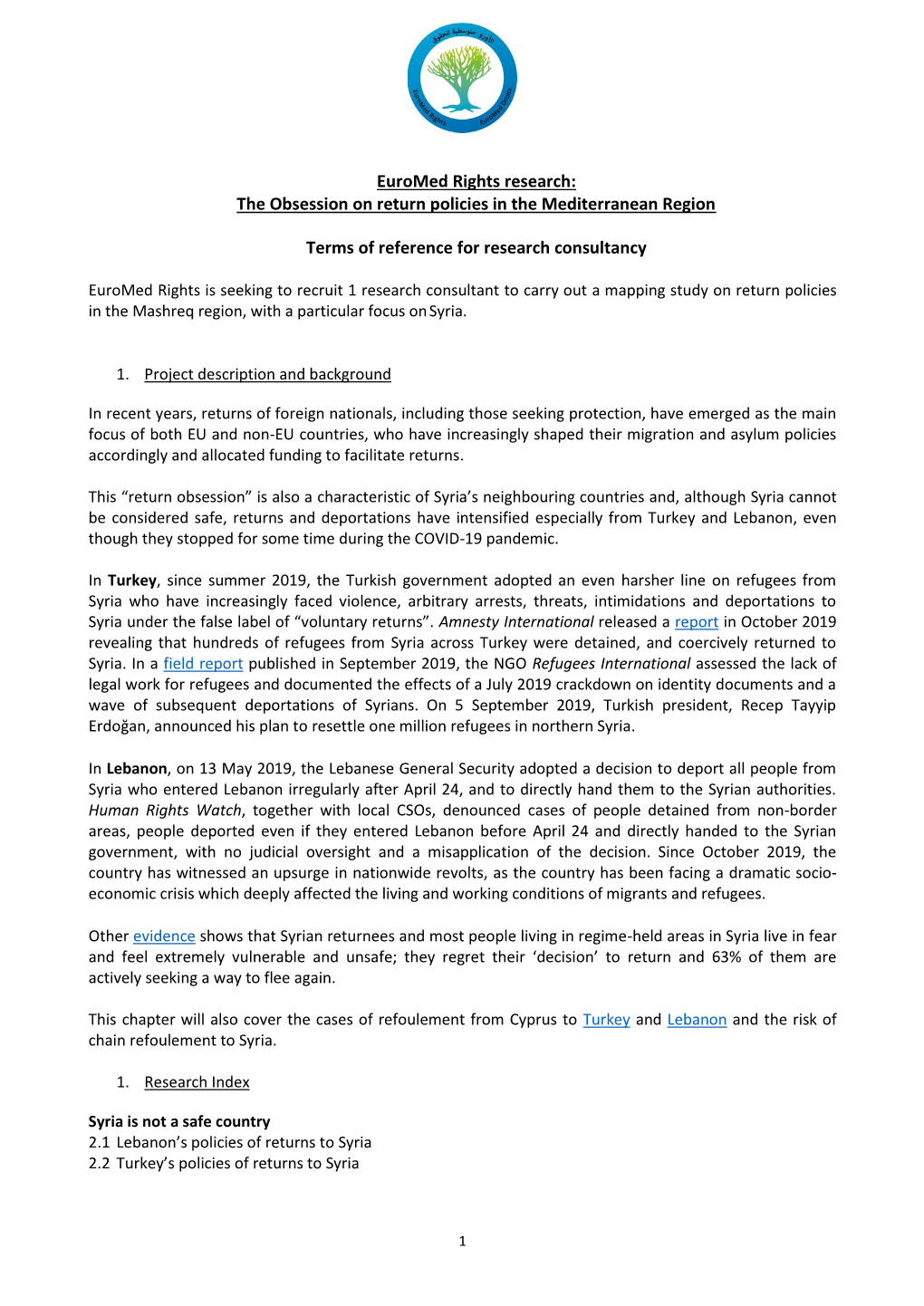 Euromed Rights Research: the Obsession on Return Policies in the Mediterranean Region