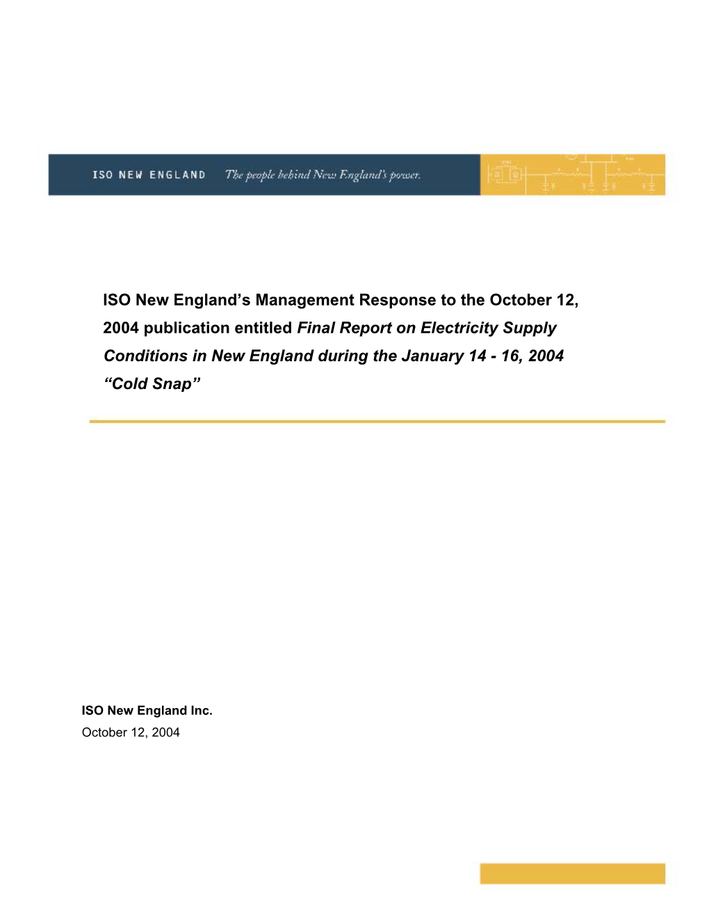 Cold Snap Report Recommendations and Iso Management Responses 5