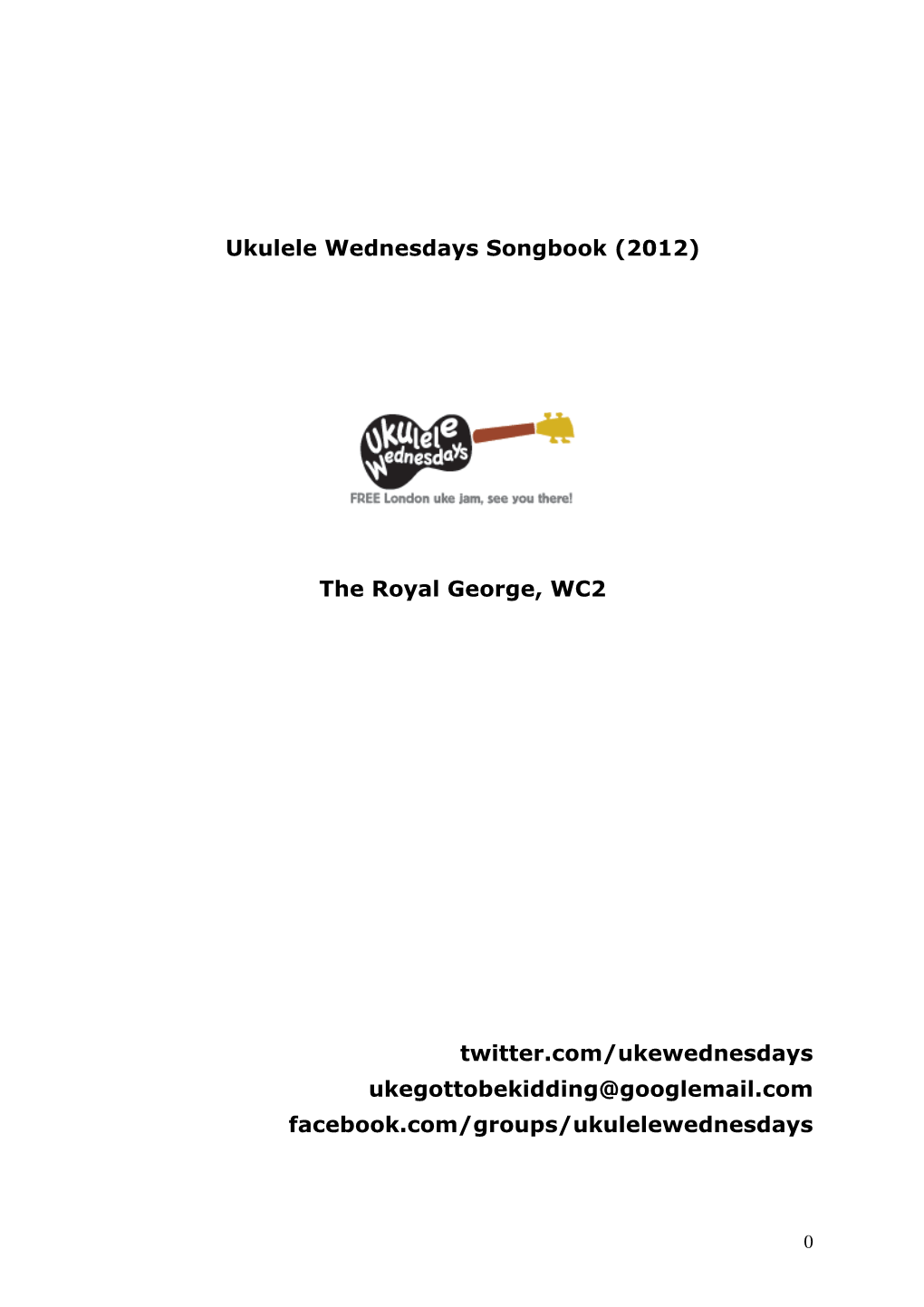 Ukulele Wednesdays Songbook 2012 V1 (PDF)