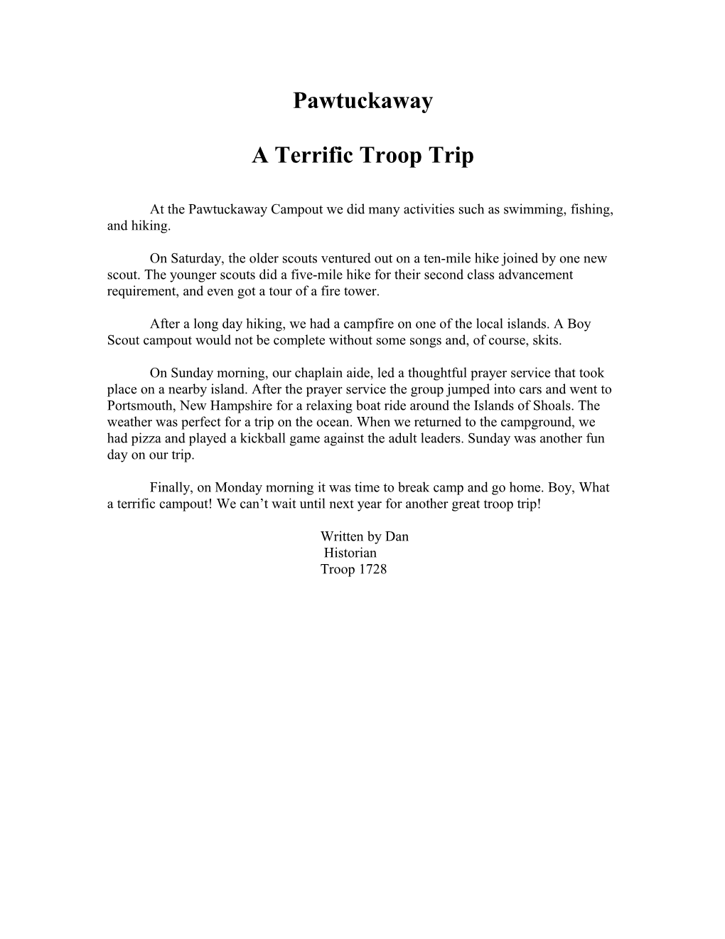 A Terrific Troop Trip