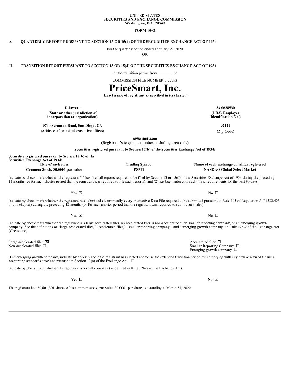 Pricesmart, Inc. (Exact Name of Registrant As Specified in Its Charter)