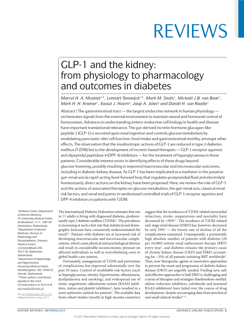 GLP-1 and the Kidney: from Physiology to Pharmacology and Outcomes in Diabetes