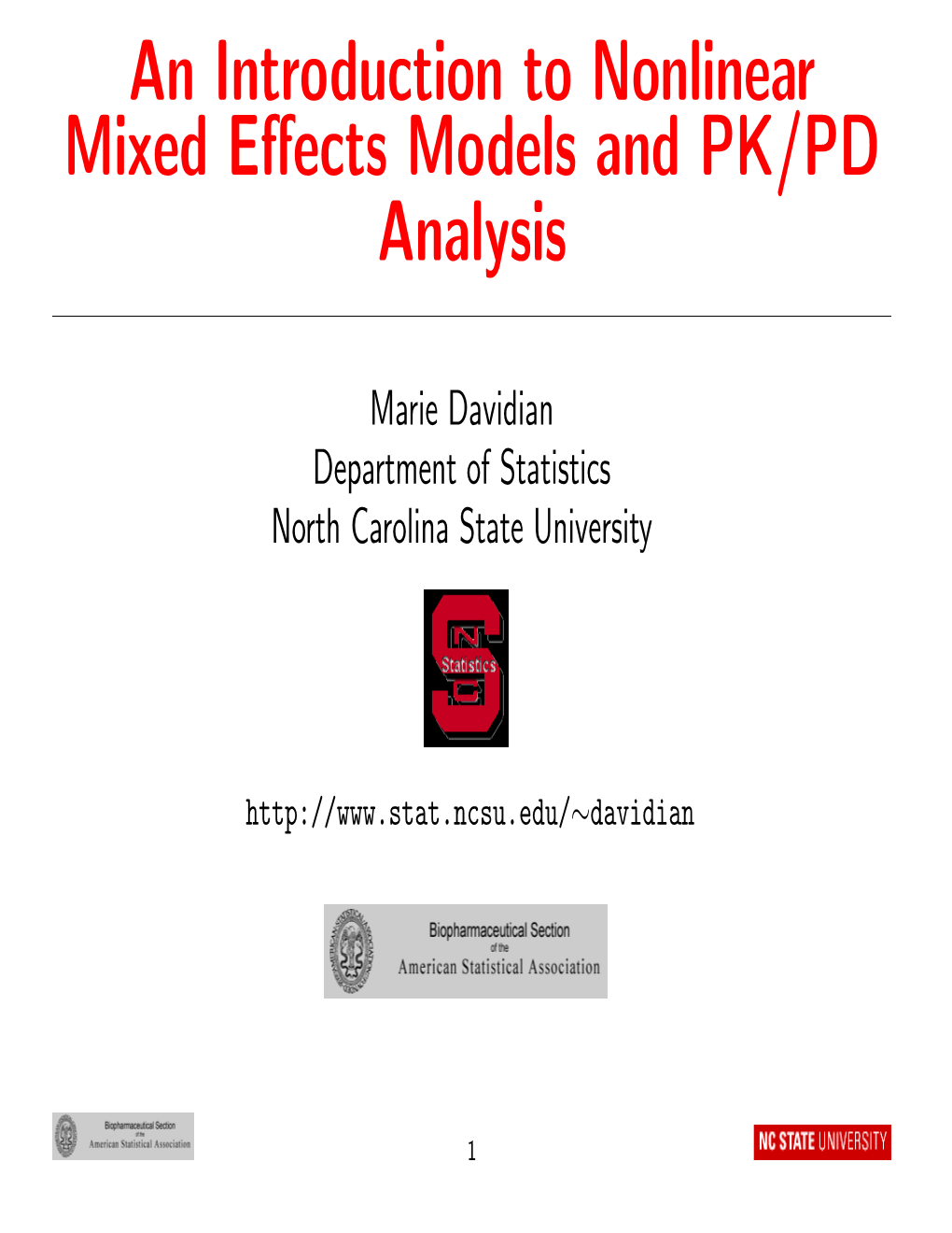 An Introduction to Nonlinear Mixed Effects Models and PK/PD Analysis