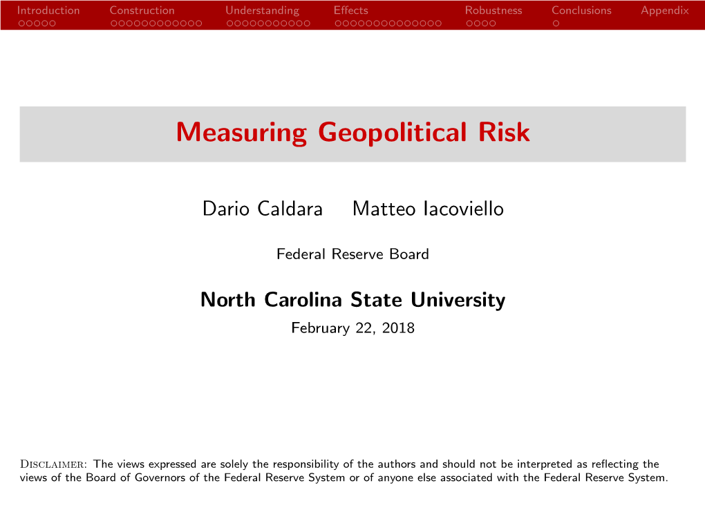 Measuring Geopolitical Risk
