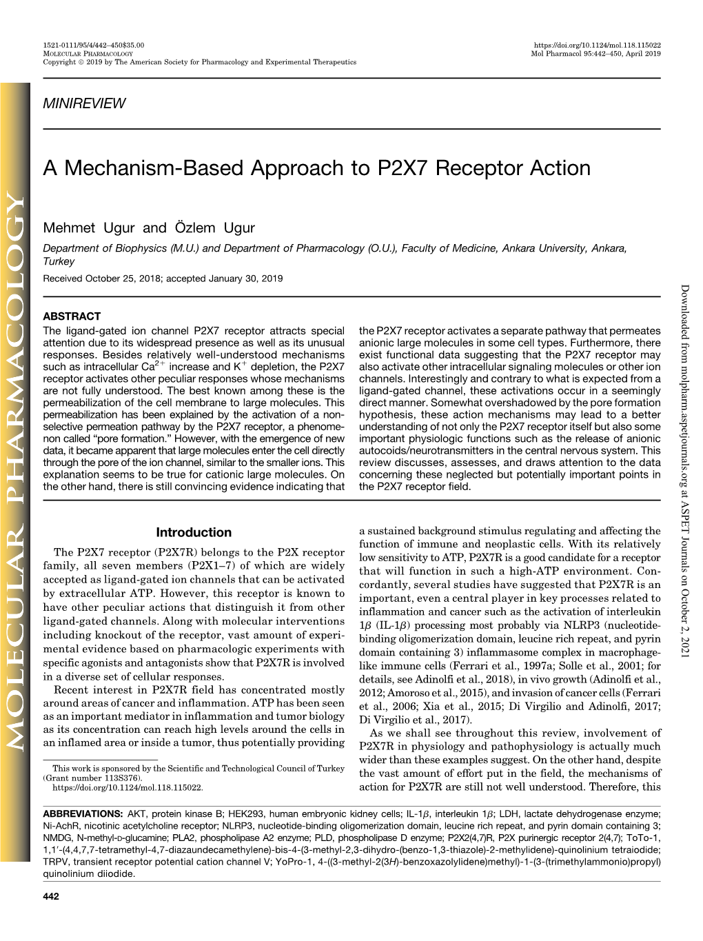 A Mechanism-Based Approach to P2X7 Receptor Action