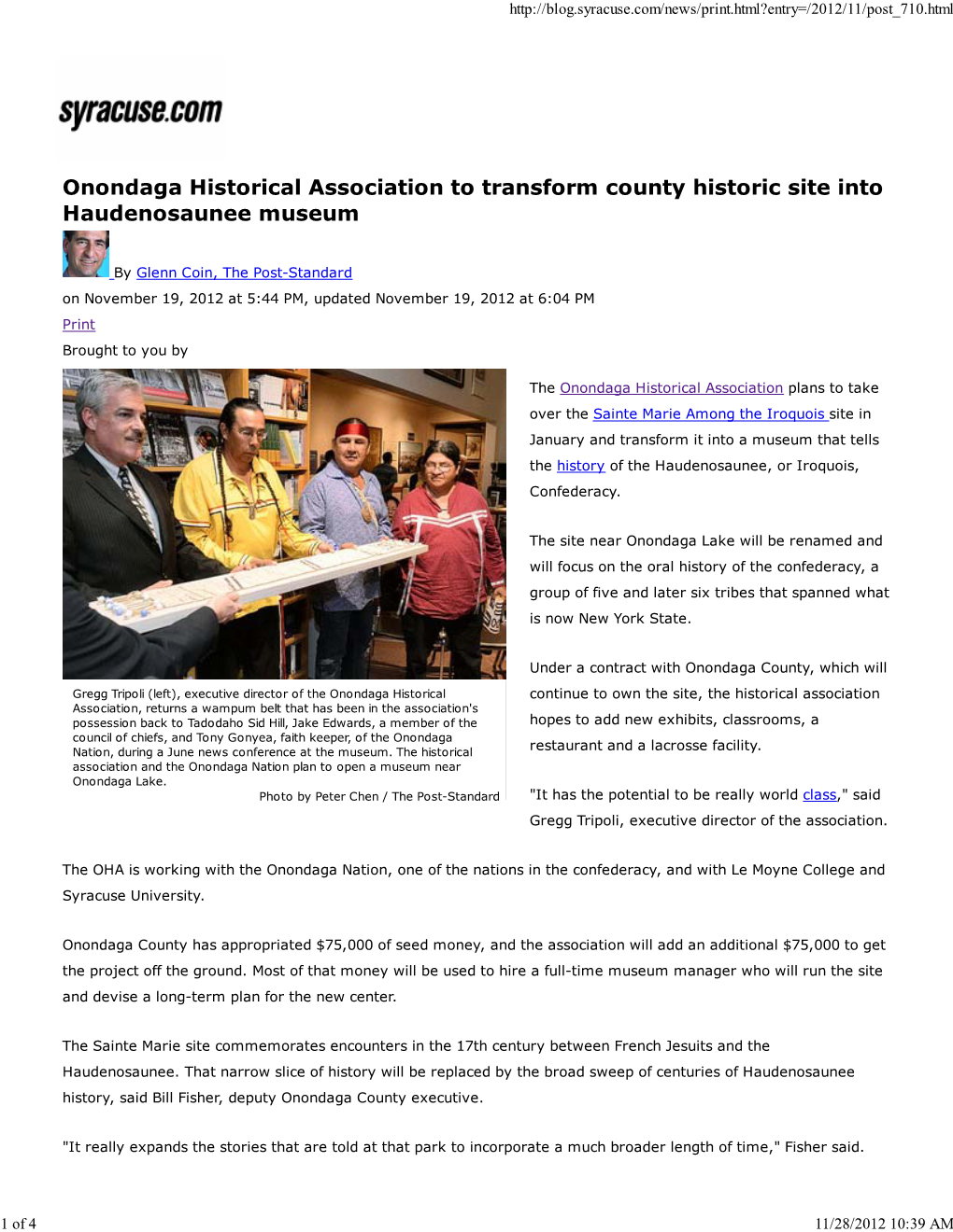 Onondaga Historical Association to Transform County Historic Site Into Haudenosaunee Museum