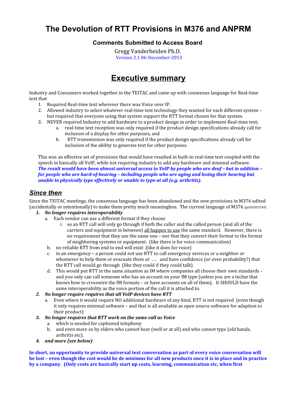 The Devolution of RTT Provisions in M376 and ANPRM