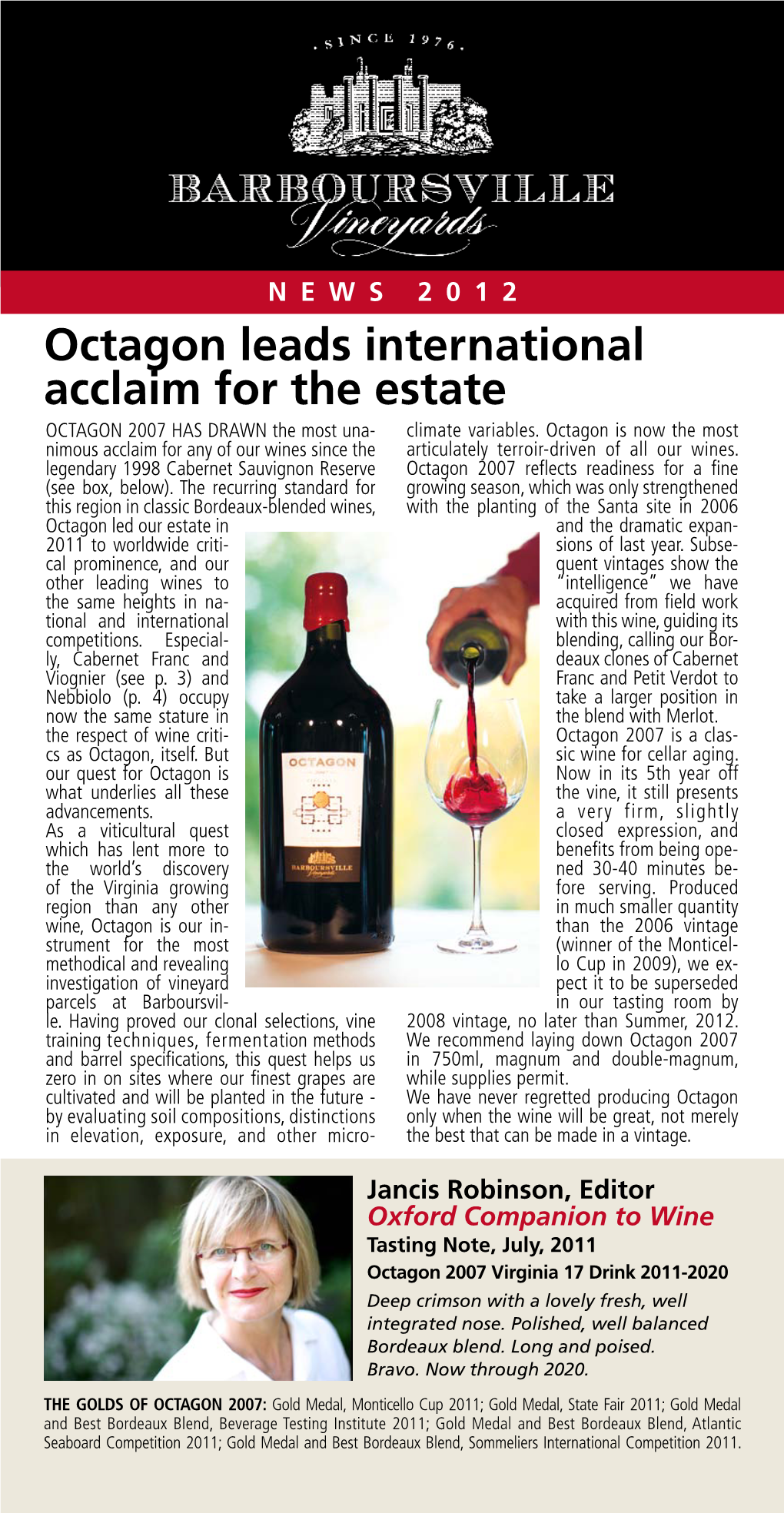 Octagon Leads International Acclaim for the Estate Octagon 2007 Has Drawn the Most Una- Climate Variables