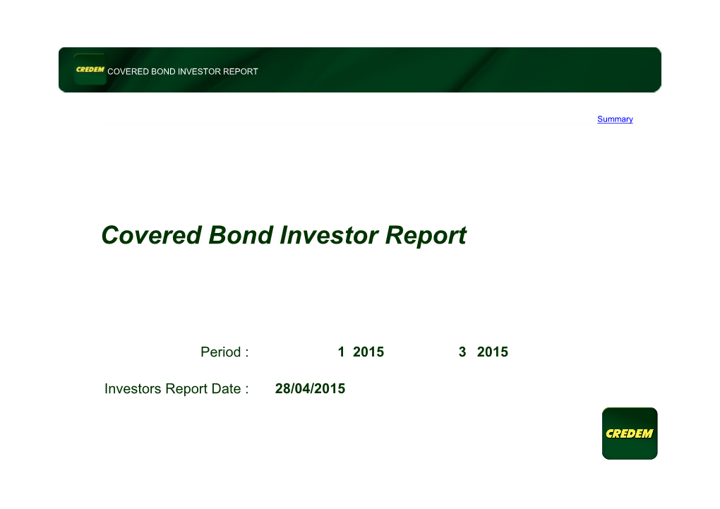 Covered Bond Investor Report