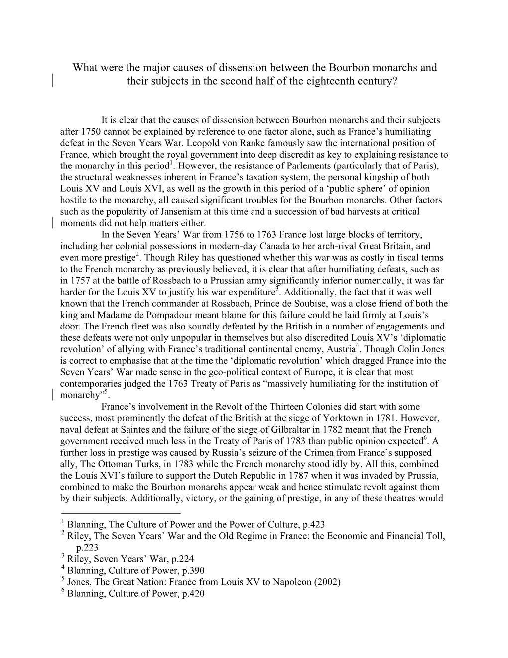 What Were the Major Causes of Dissension Between the Bourbon Monarchs and Their Subjects in the Second Half of the Eighteenth Century?