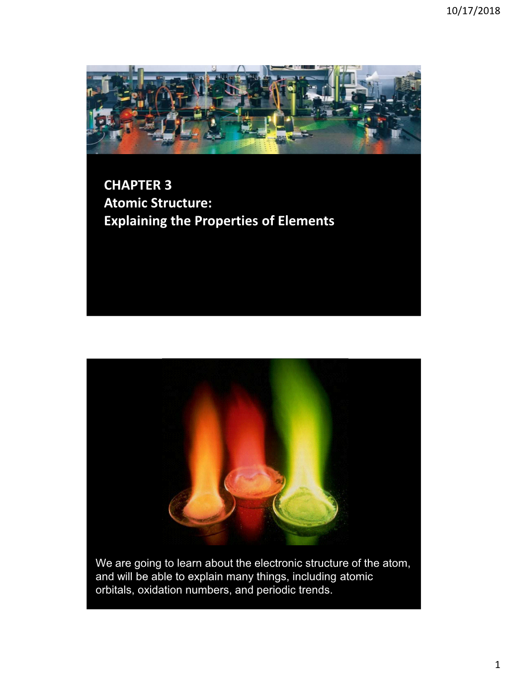 CHAPTER 3 Atomic Structure: Explaining the Properties of Elements