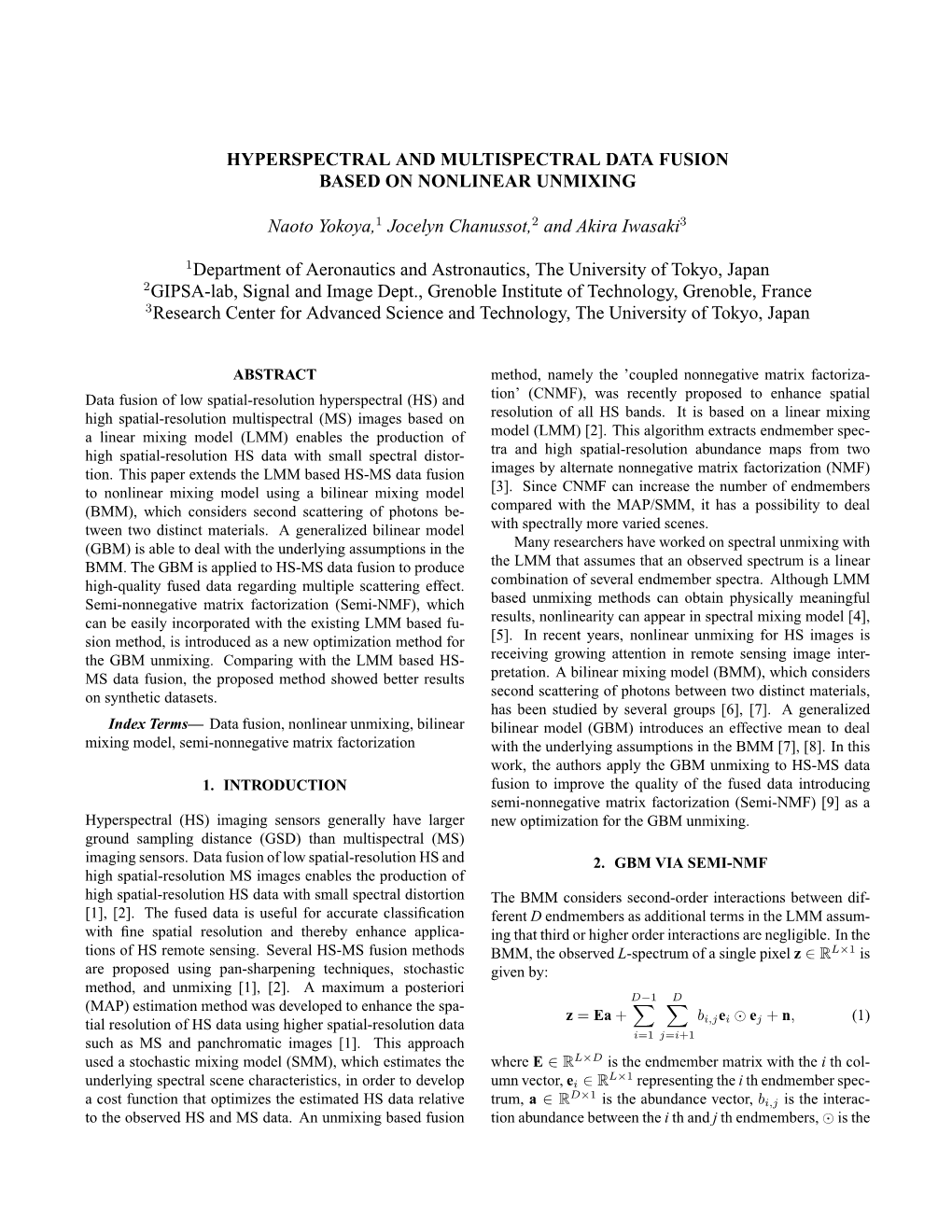 Hyperspectral and Multispectral Data Fusion Based on Nonlinear Unmixing