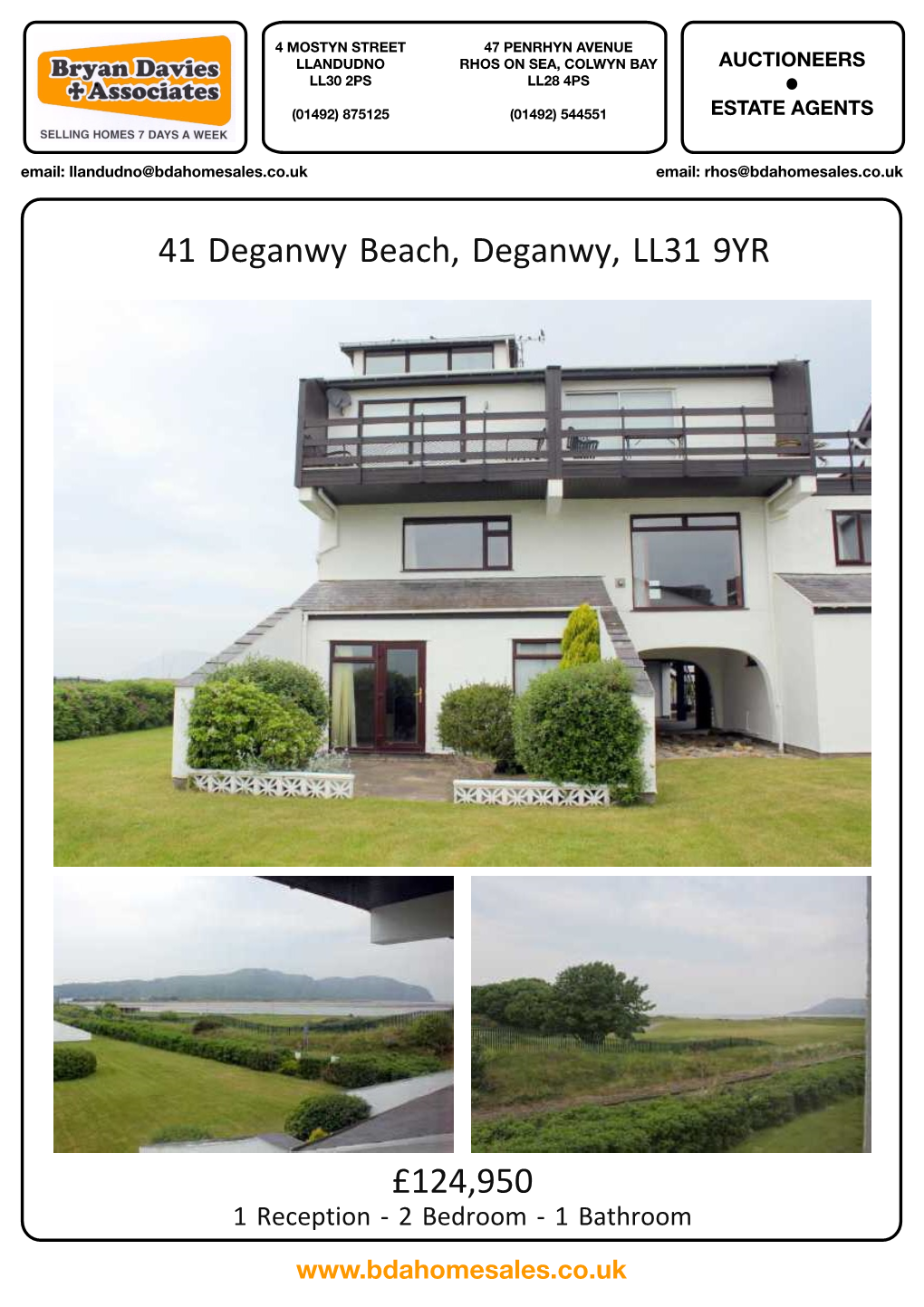 41 Deganwy Beach, Deganwy, LL31 9YR £124,950