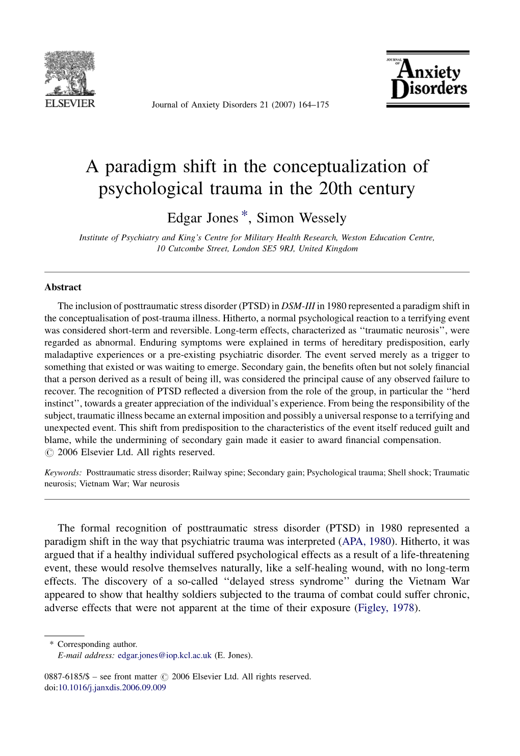 A Paradigm Shift in the Conceptualization of Psychological