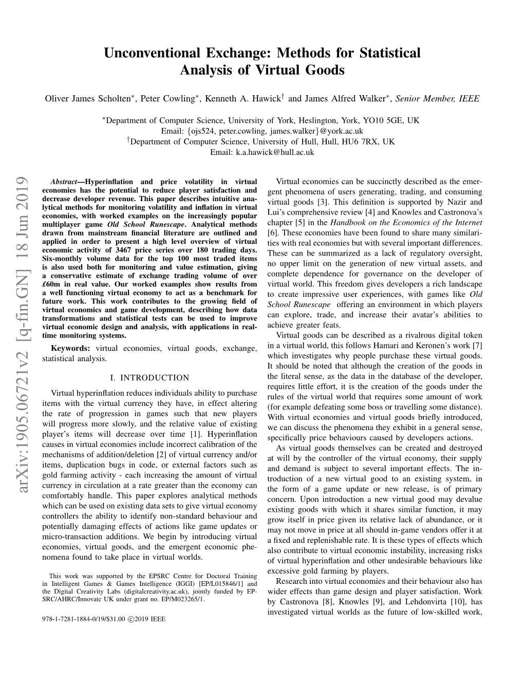 Methods for Statistical Analysis of Virtual Goods