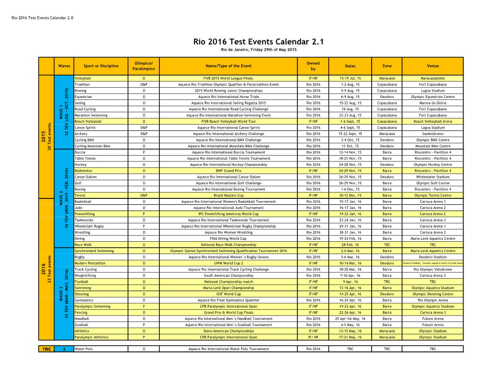 TEV Calendar V