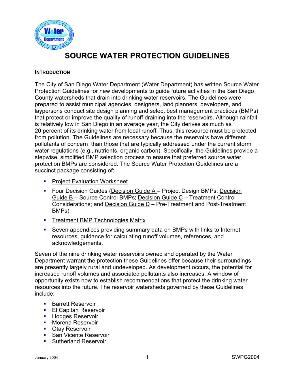 Source Water Protection Guidelines