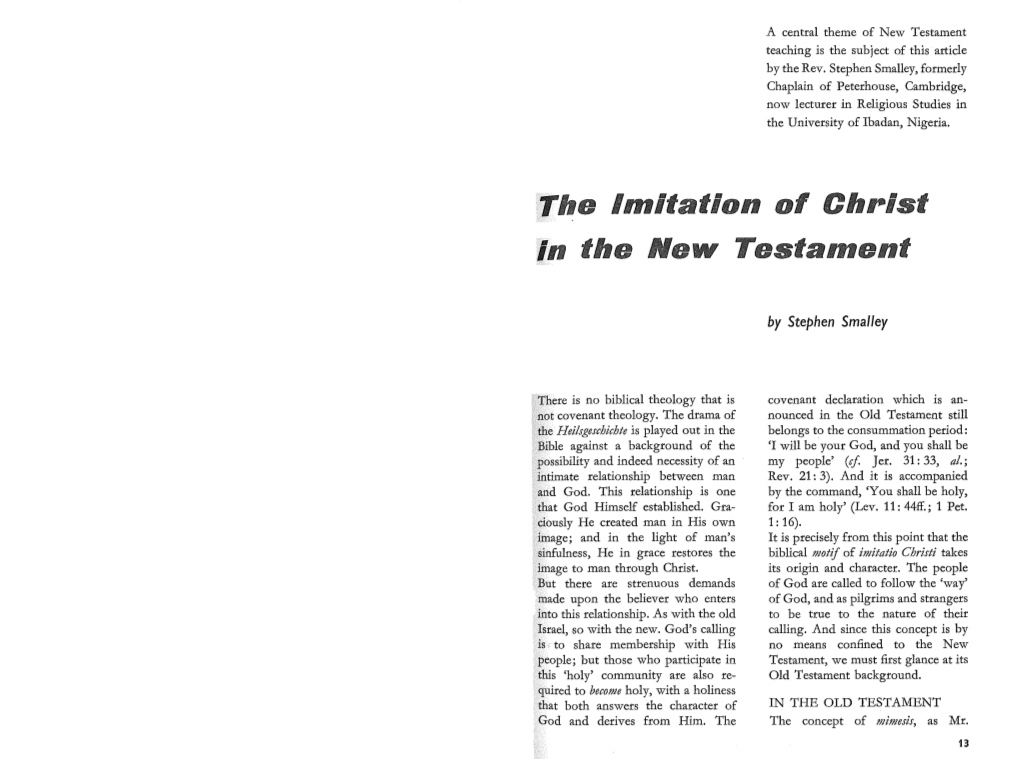 The Imitation of Christ in the New Testament