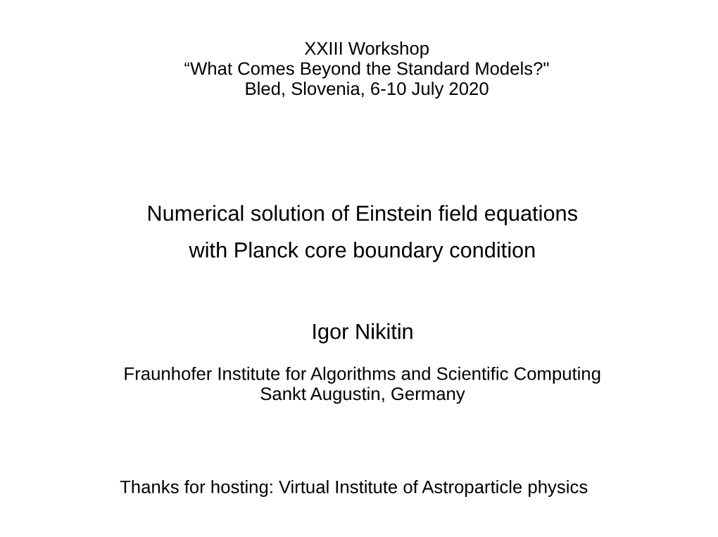 Numerical Solution of Einstein Field Equations with Planck Core Boundary Condition