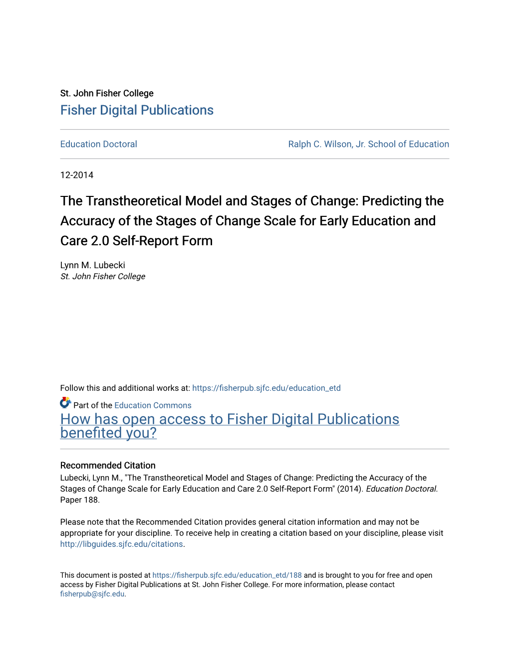 Predicting the Accuracy of the Stages of Change Scale for Early Education and Care 2.0 Self-Report Form