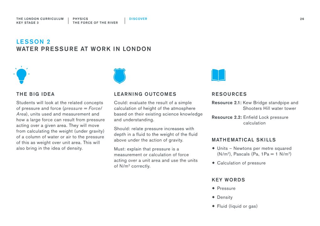 Lesson 2 Water Pressure at Work in London