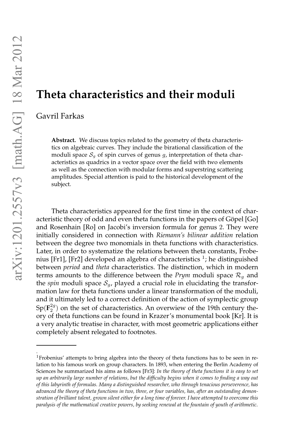 Theta Characteristics and Their Moduli 3