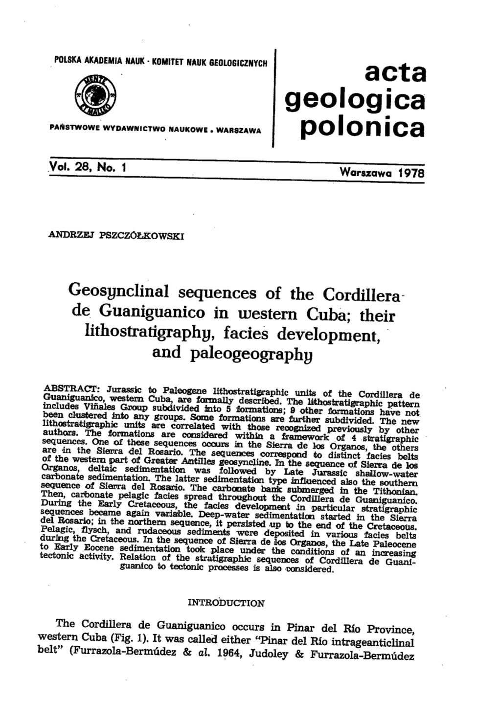 Acta Geologica Polonica, Vol