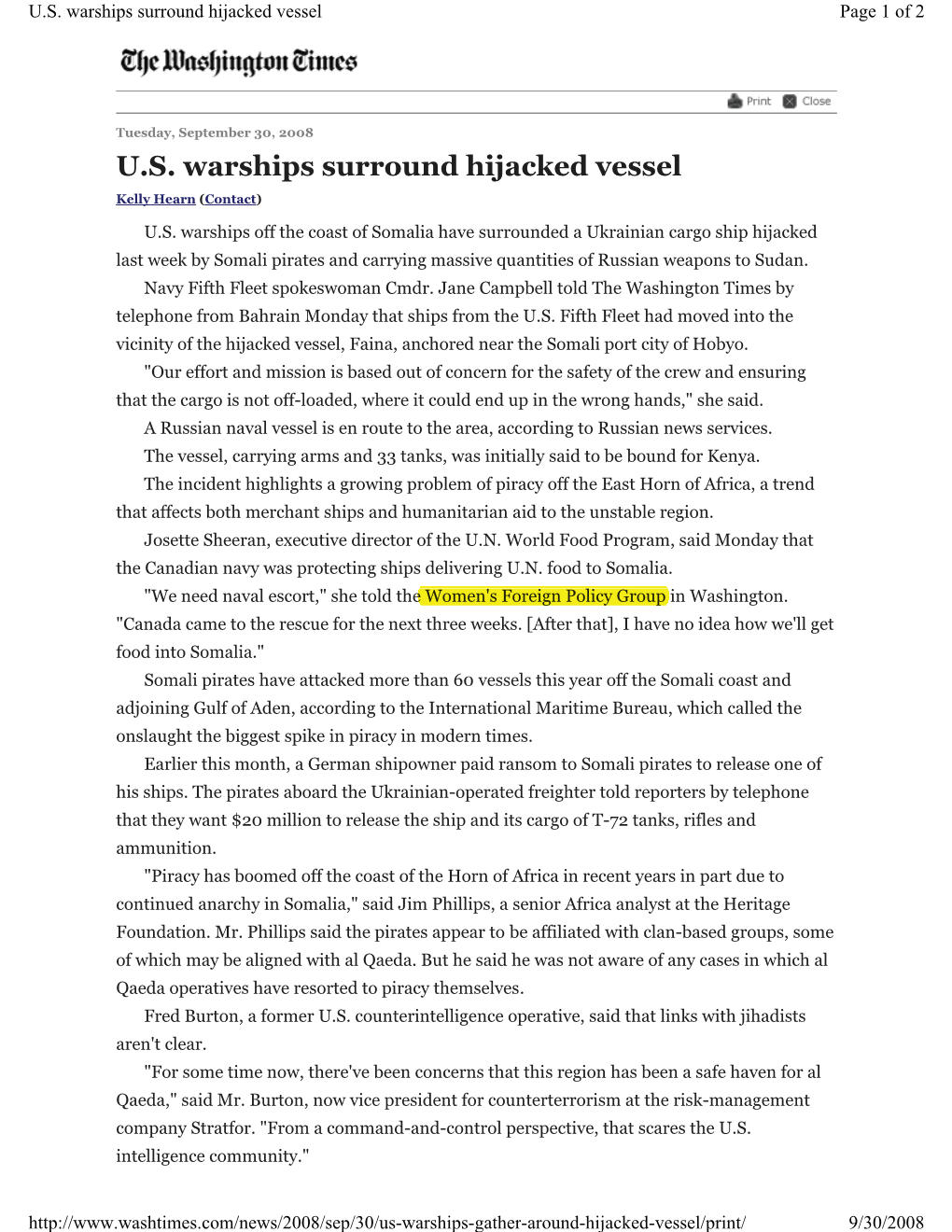 U.S. Warships Surround Hijacked Vessel Page 1 of 2