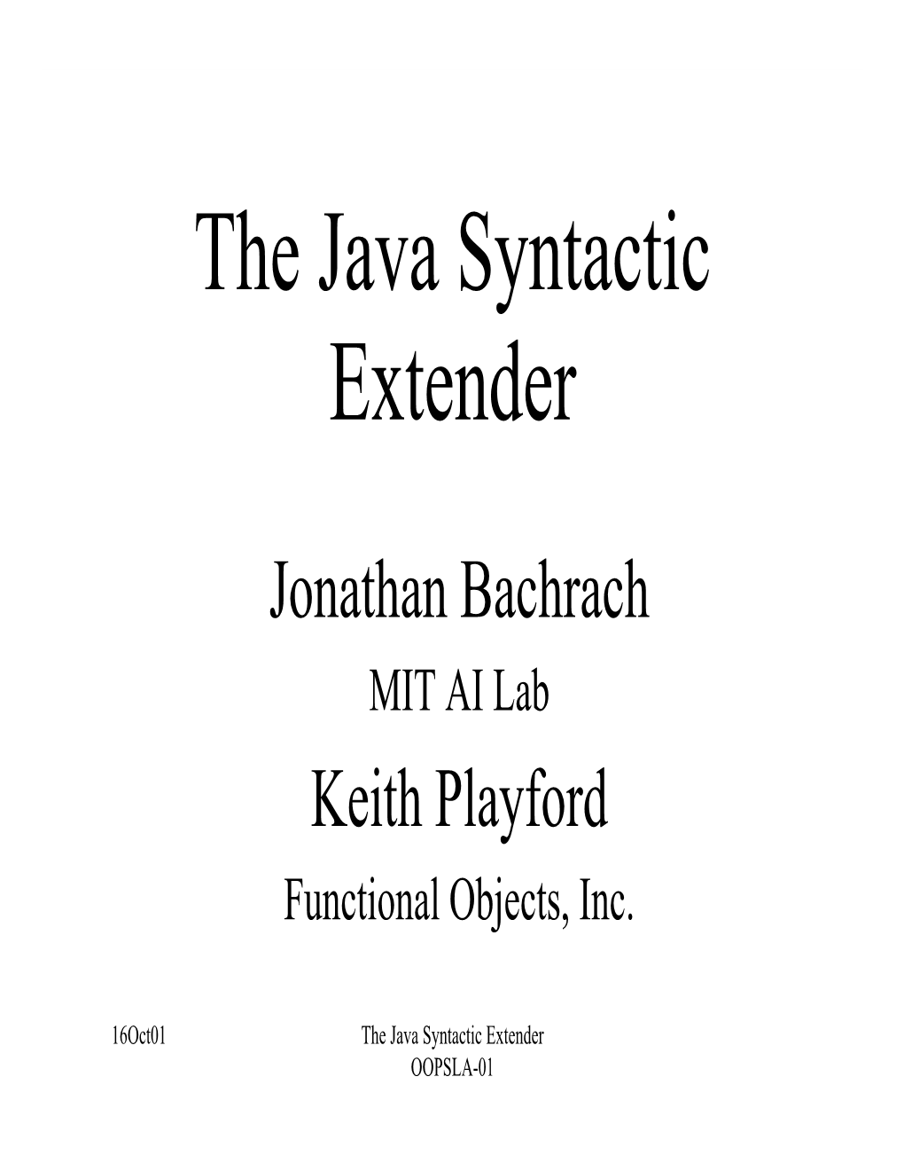 The Java Syntactic Extender