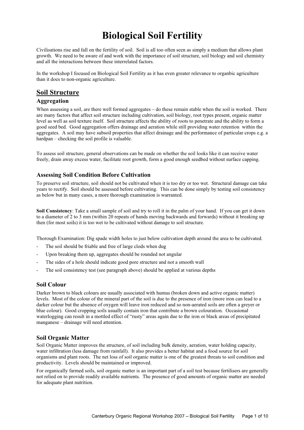 Biological Soil Fertility