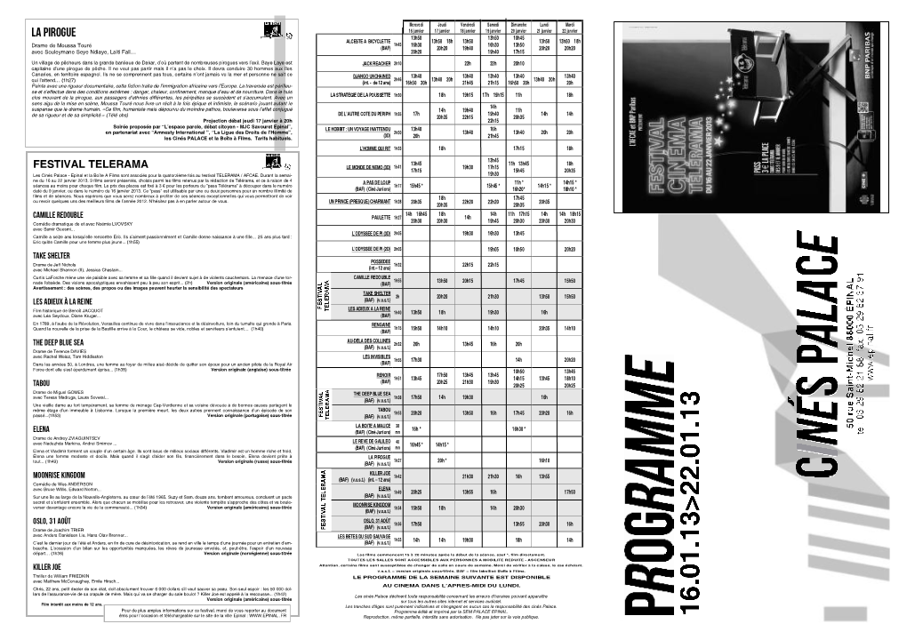 Programme Cinés Palace.Qxd