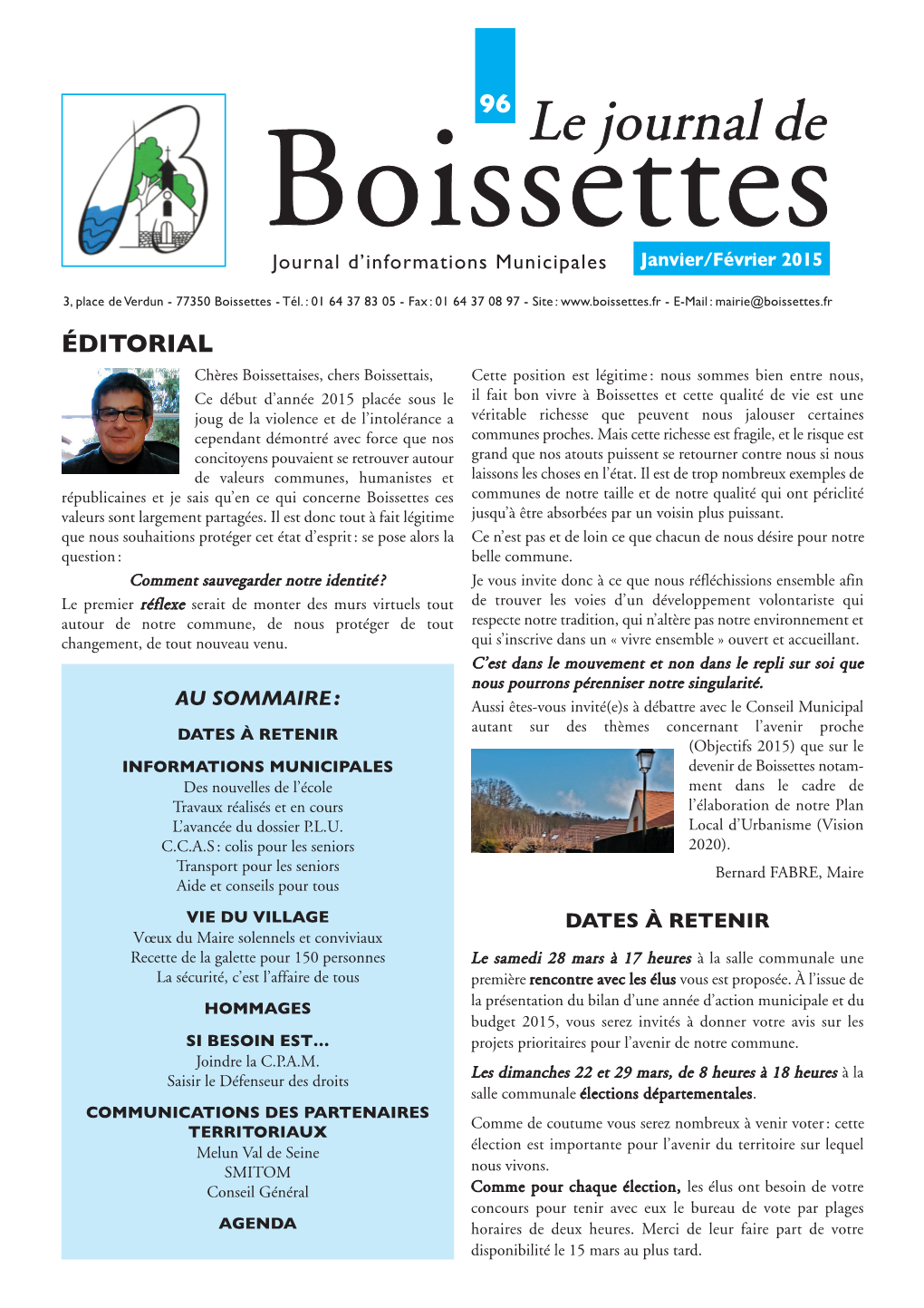 Le Journal De Journal D’Informations Municipales Janvier/Février 2015
