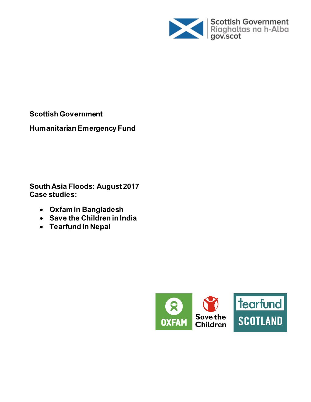 Scottish Government Humanitarian Emergency Fund South Asia Floods