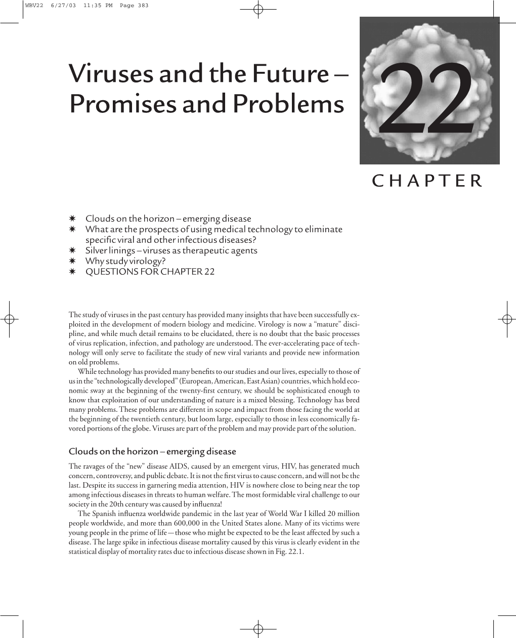Viruses and the Future — Promises and Problems 22 CHAPTER