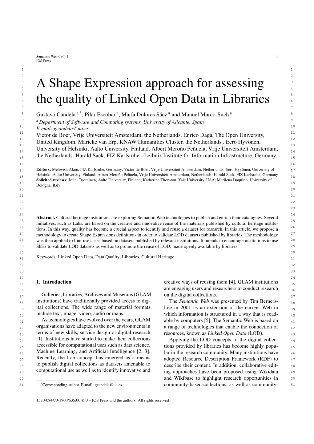 A Shape Expression Approach for Assessing the Quality of Linked Open Data in Libraries