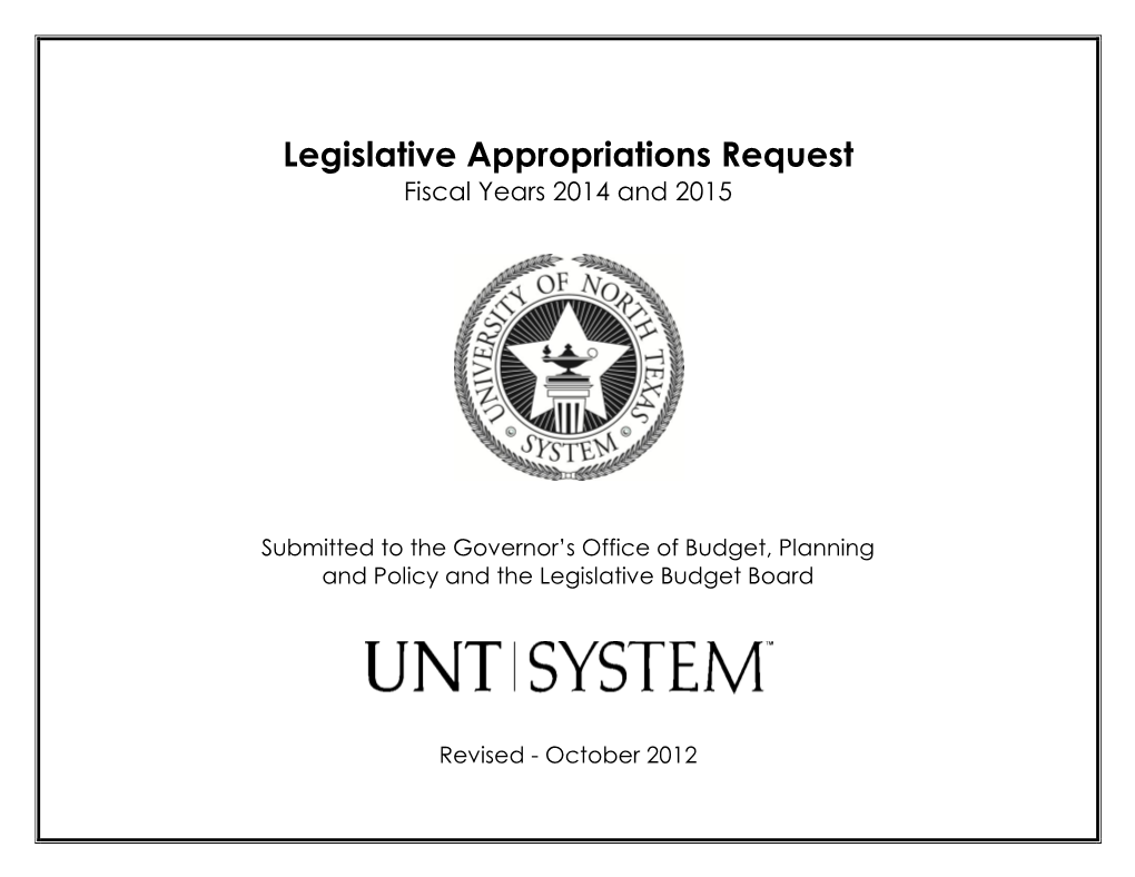 Legislative Appropriation Requests 2014-15