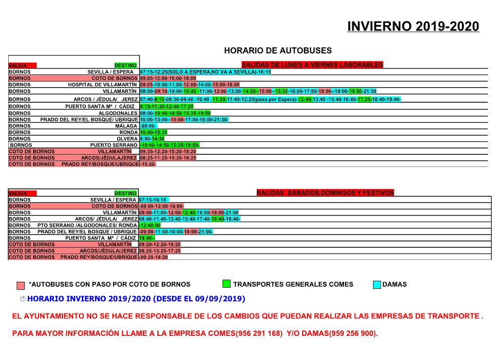 Horario De Autobuses