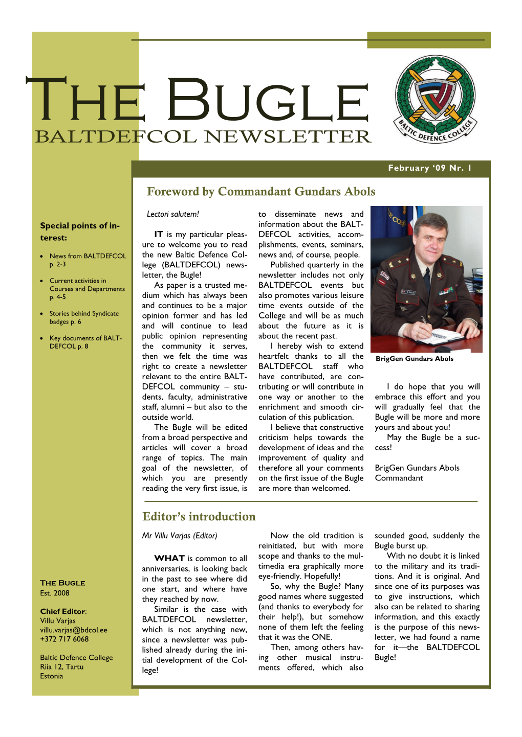 Baltdefcol Newsletter