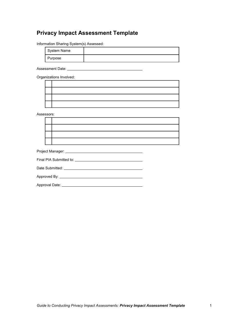 Privacy Impact Assessment Template