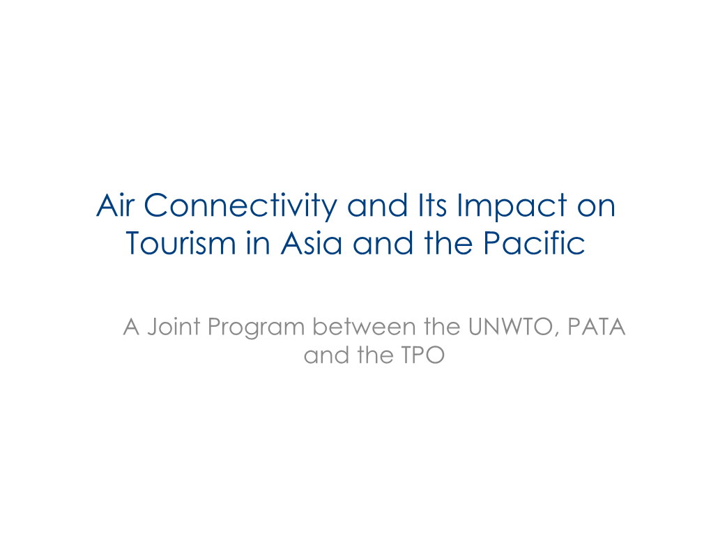 Air Connectivity and Its Impact on Tourism in Asia and the Pacific