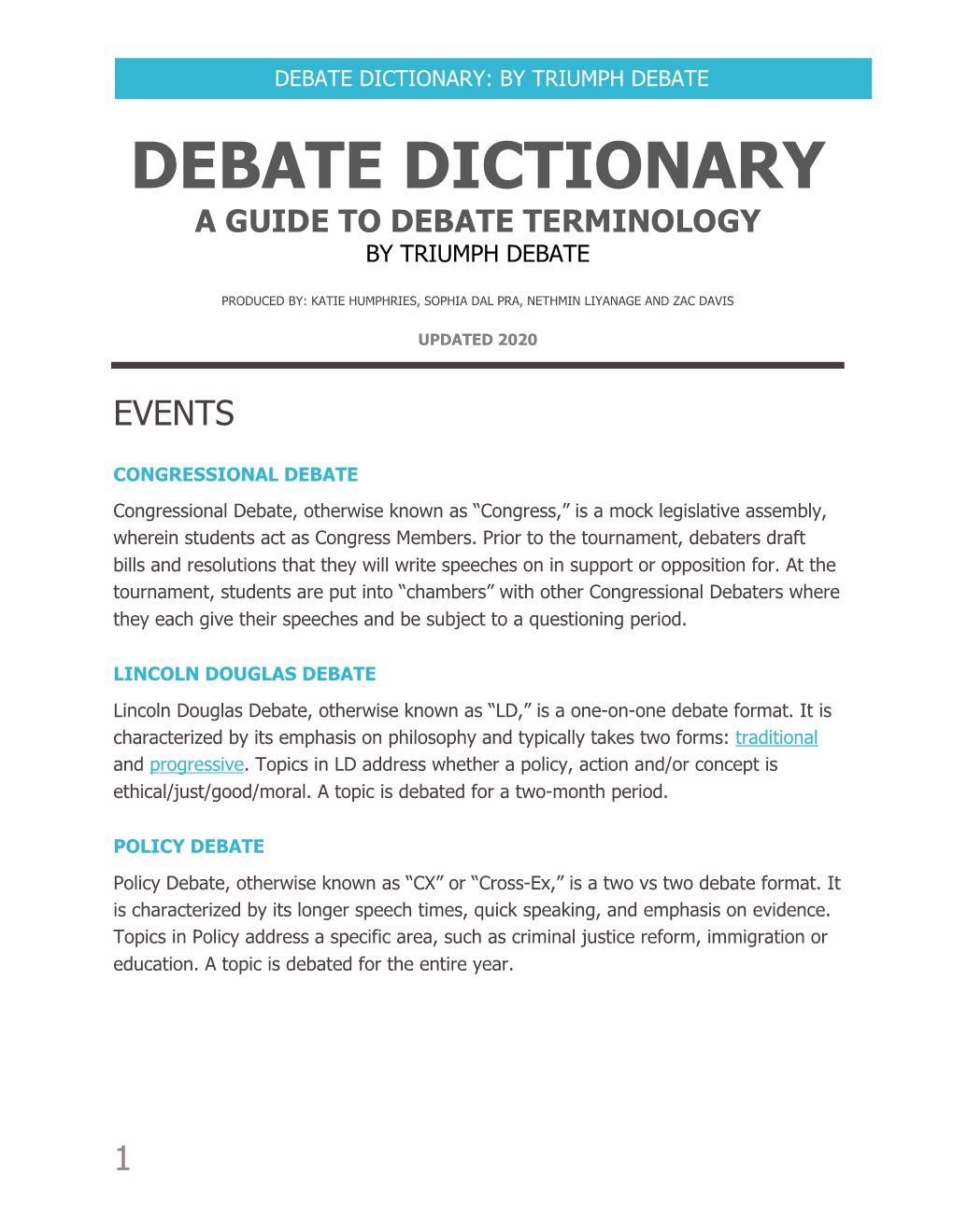 Debate Dictionary: by Triumph Debate