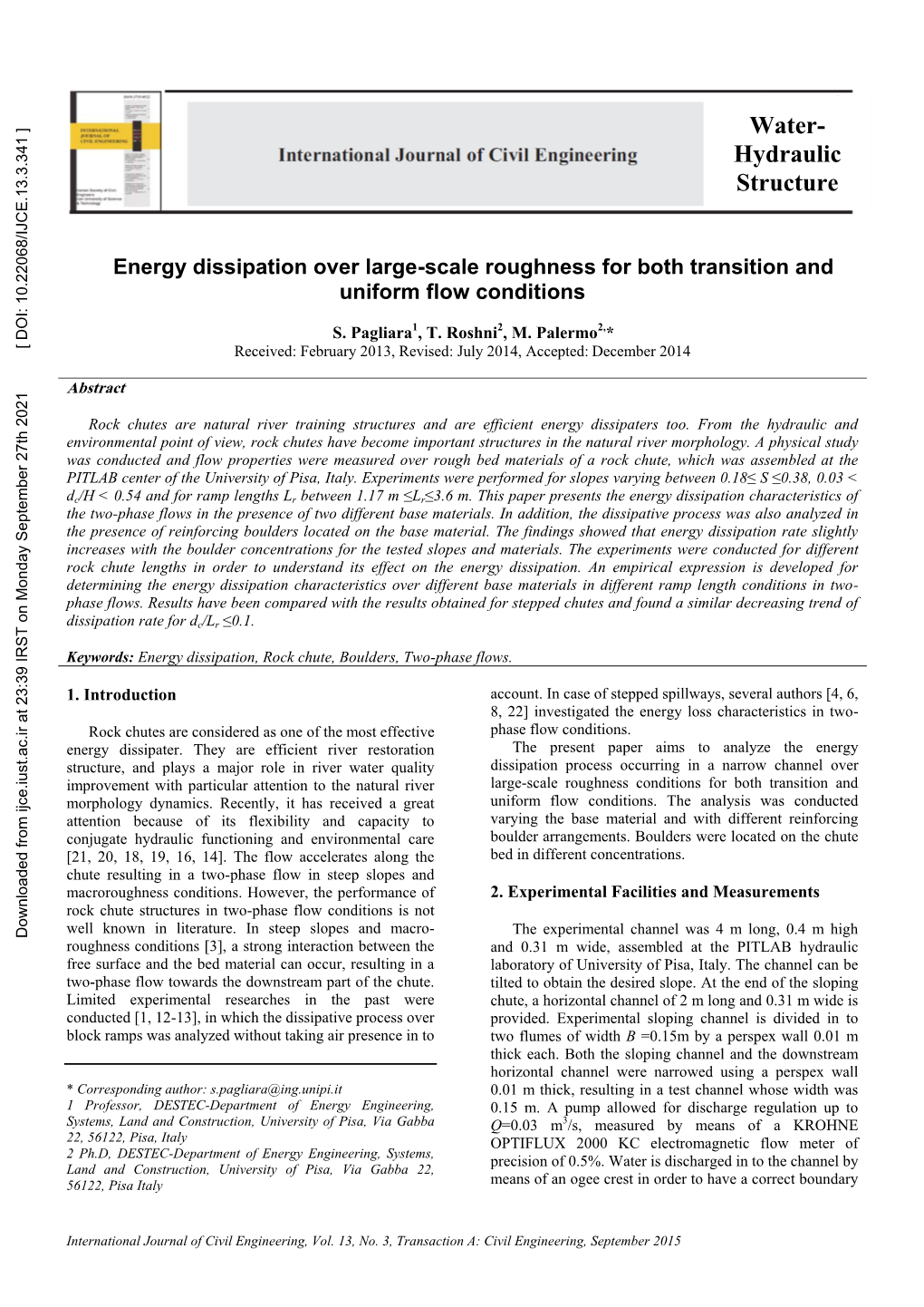 Energy Dissipation Over Large-Scale Roughness for Both Transition and Uniform Flow Conditions